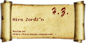 Hirs Zorán névjegykártya